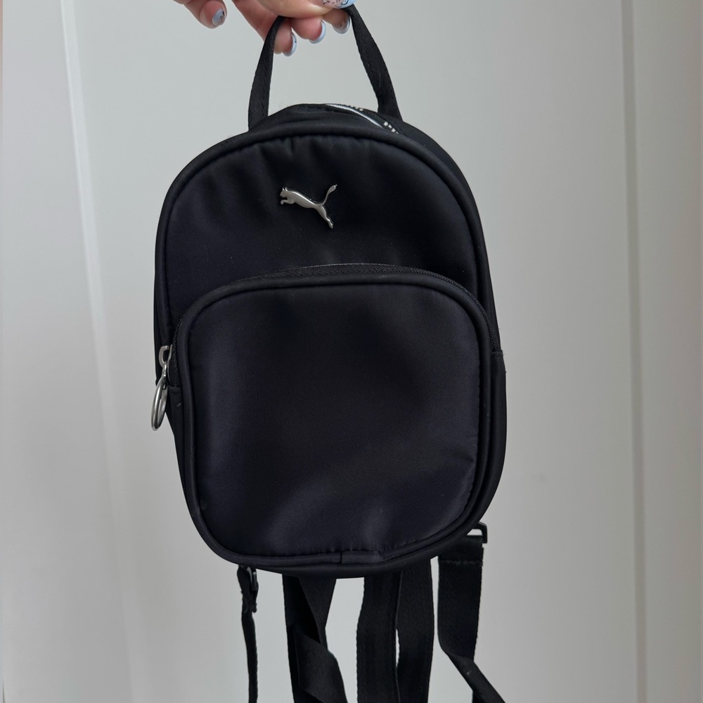 Puma Black Mini Backpack with Silver Logo